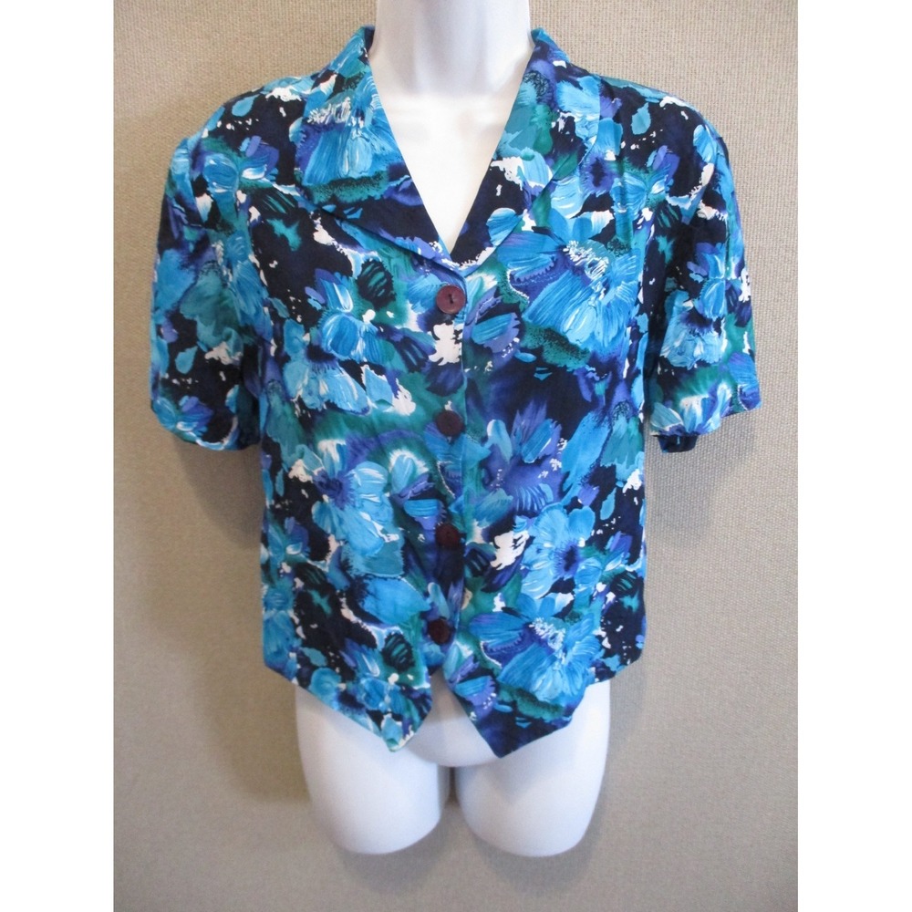 VTG Michael Taylor Floral Shirt Size Medium Back Tie ~ Classic 80's Floral